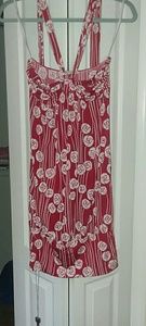 Red Dress with White Roses -Swimsuit Like